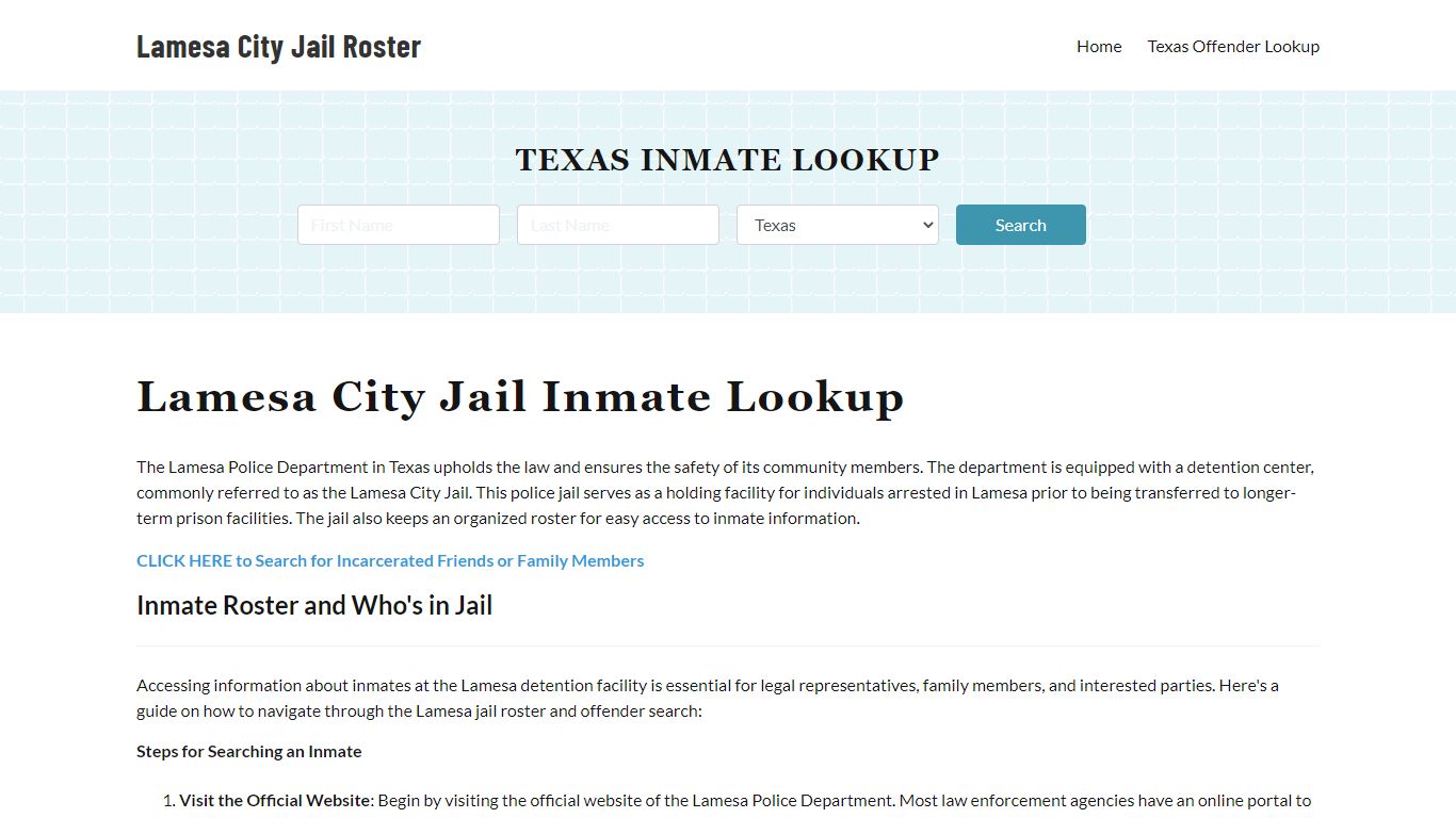 Lamesa Police Department & City Jail, TX Inmate Roster, Arrests, Mugshots