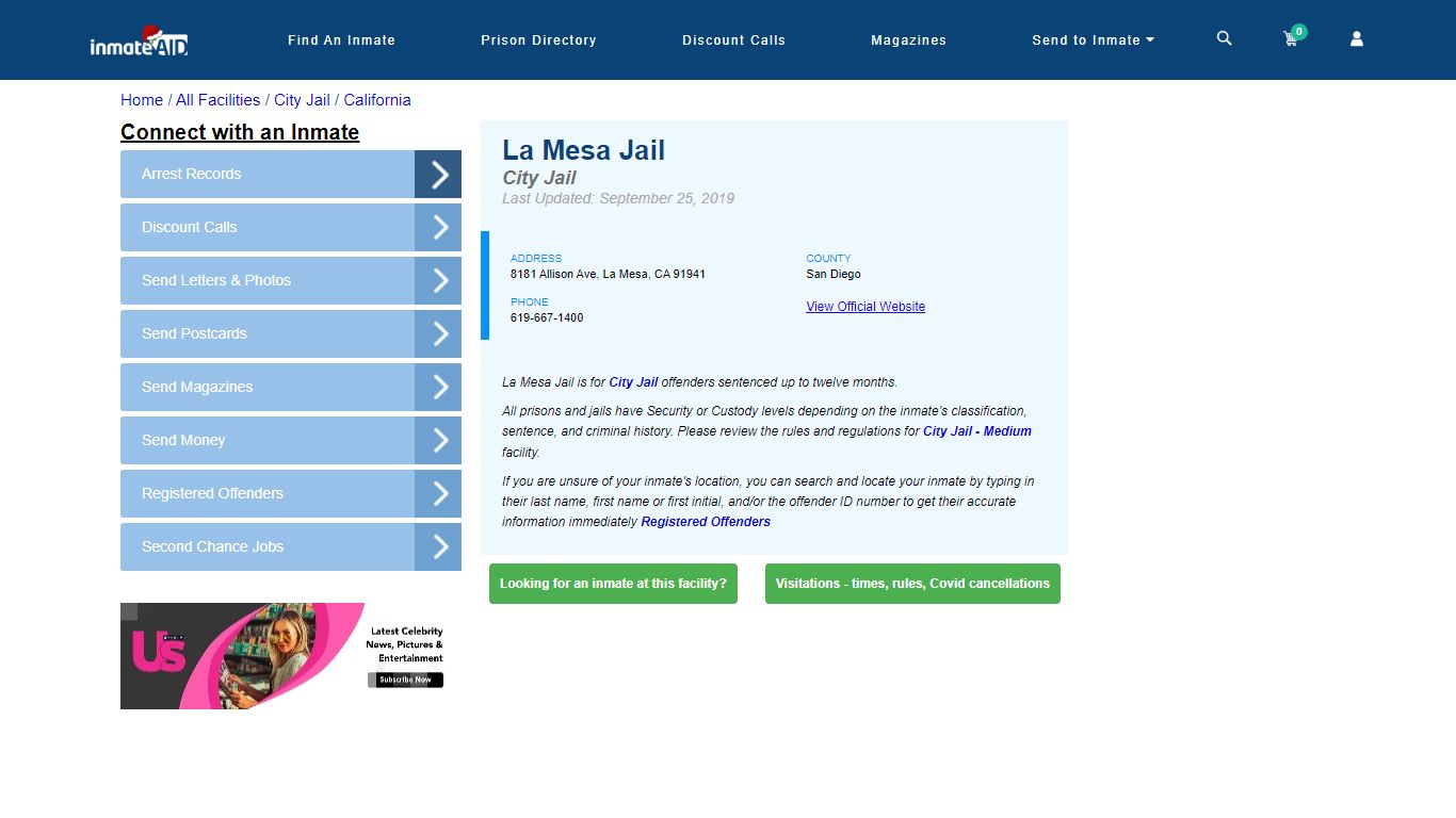 La Mesa Jail | Inmate Locator